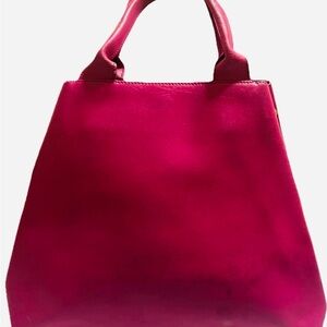 Furla Italian Leather Structured Tote Pink Magenta Top Handle